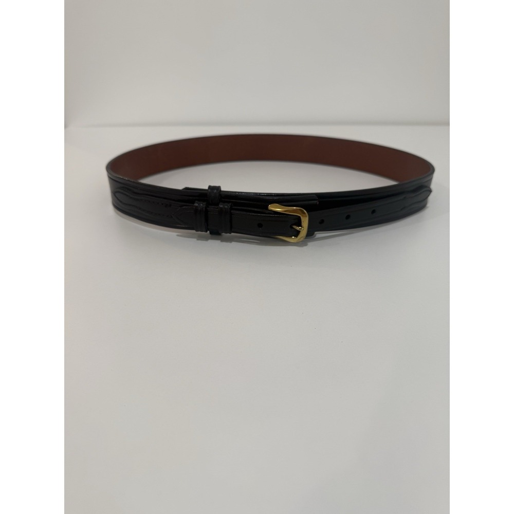 DON HUME Duty Belt Size 34 Black Leather Double Buckle USA Made